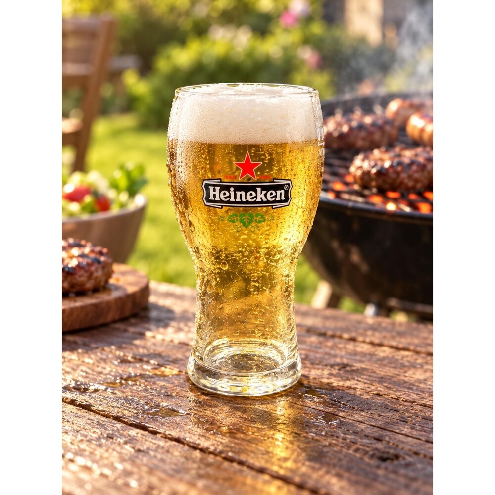 Heineken 0.25L ARC Beer Glass Red Star European Pub Barware 8.45 oz